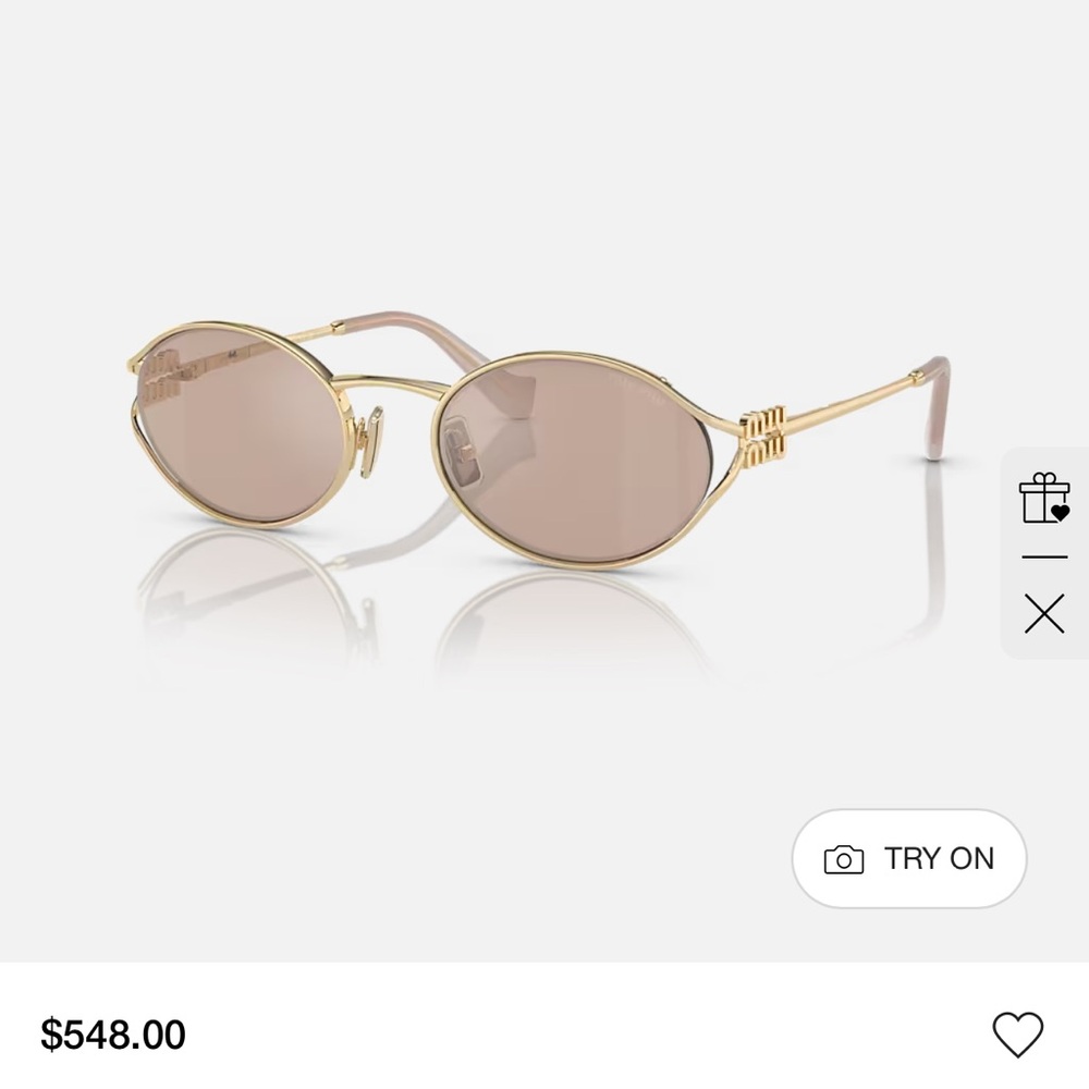 Miu Miu Gold Oval Sunglasses